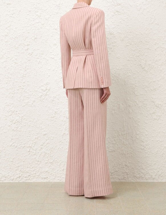 Alchemy linneblazer med bälte i rosa chokladrandigt online Alchemy linneblazer med bälte i rosa chokladrandigt online