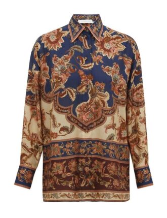 Aster avslappnad skjorta i marinblått Jacobean online