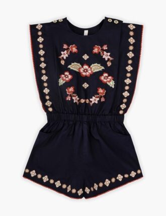 Aster Kids broderad playsuit i mörk marinblå online