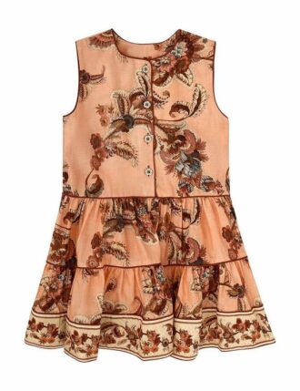 Aster Kids Contrast Hem Klänning Peach Jacobean Online