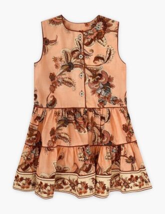 Aster Kids Contrast Hem Klänning Peach Jacobean Online