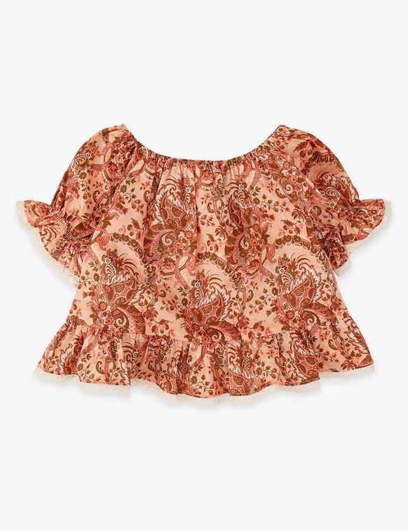 Aster Kids topp med volangärmar i rosa paisleyblommönster online Aster Kids topp med volangärmar i rosa paisleyblommönster online