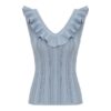 Aster Metallic Frill Top Metallic Blue Online