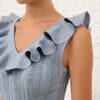 Aster Metallic Frill Top Metallic Blue Online