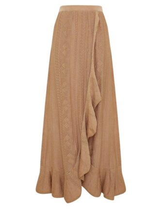 Aster Metallic Pointelle-kjol i metalliskt guld online