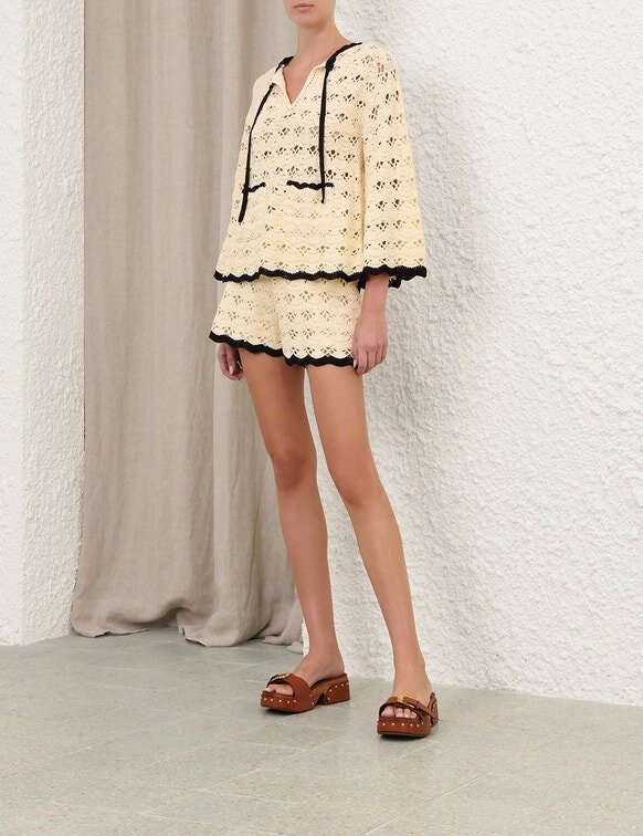 Aster virkad tunika i kräm/svart online Aster virkad tunika i kräm/svart online