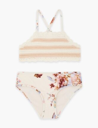 Awaken Kids stickad bikini i färgerna Ivory Floral Multi online