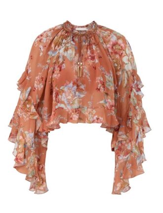 Awaken Ruffle Blouse Cinnamon Floral Online