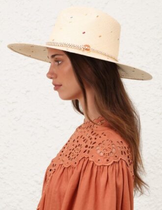 Broderad panamahatt i natur/multi online