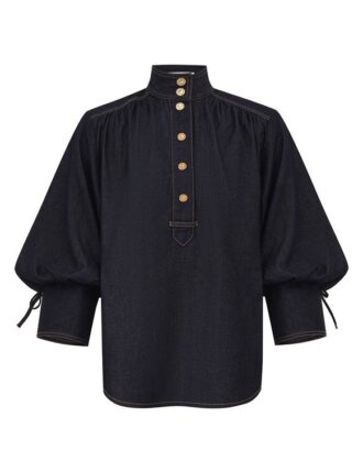 Denimskjorta med vid ärm i Night Sky Online