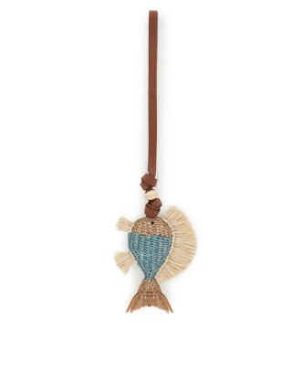 Fish Raffia Bag Charm Turquoise Online
