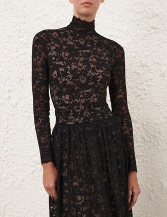 Höghalsad bodysuit i svart online