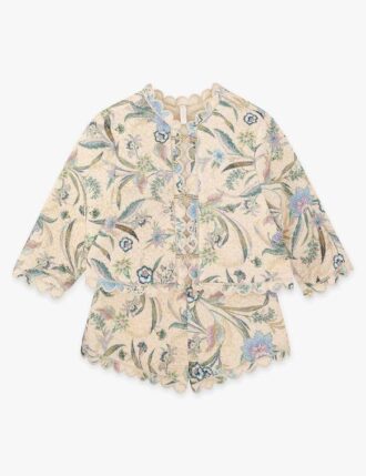 Indra Kids Quilted Jacket Cream Scarf Floral Online