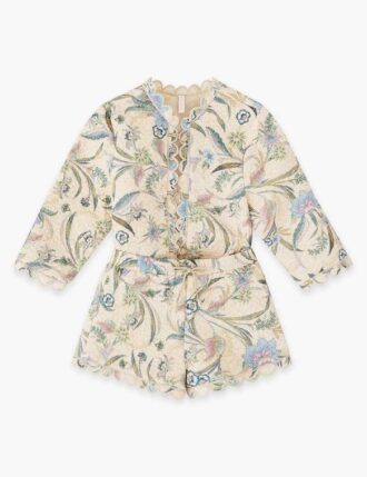 Indra Kids Quilted Shorts Cream Scarf Floral Online