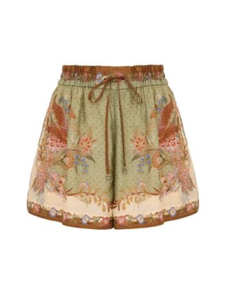 Indra Relaxed Shorts Khaki Scarf Floral Online