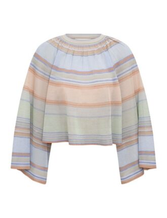 Indra Stripe Bell Sleeve Top Blue Multi Online