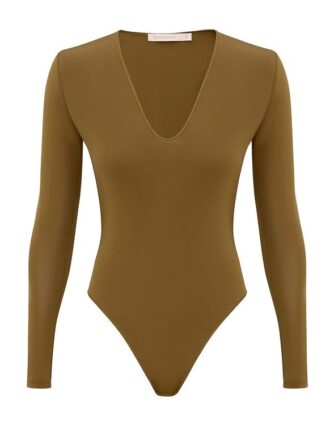 Långärmad bodysuit i khaki online