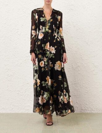 Luna Burnout Sheath Klänning Black Rose Online