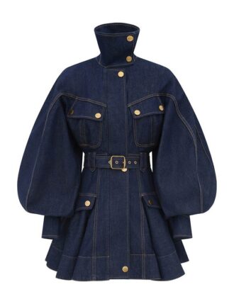 Luna Denim Utility Mini Klänning Harbour Blue Online