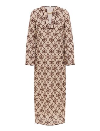 Luna Guipure midiklänning i chokladkräm online