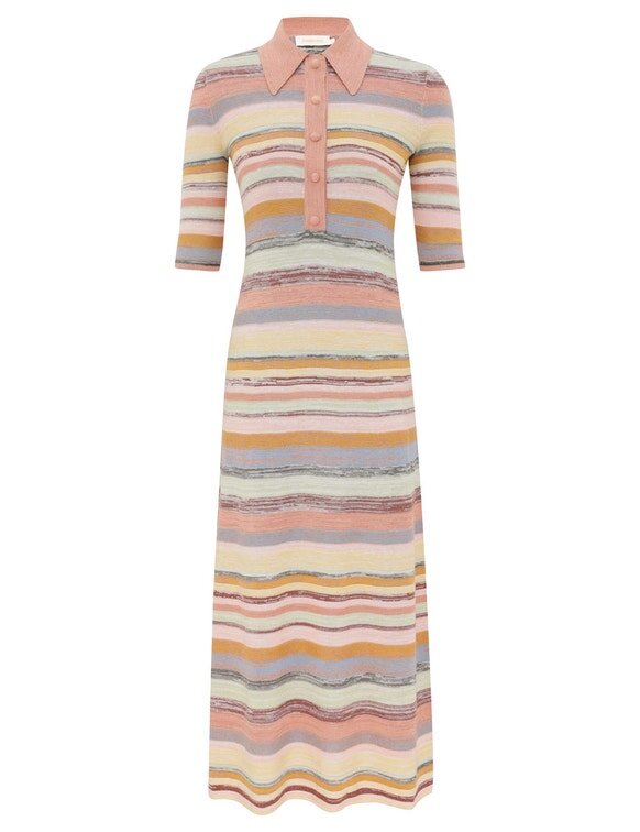Luna Mouline Polo Midi-klänning i flerfärgade ränder online Luna Mouline Polo Midi-klänning i flerfärgade ränder online