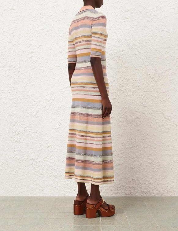 Luna Mouline Polo Midi-klänning i flerfärgade ränder online Luna Mouline Polo Midi-klänning i flerfärgade ränder online