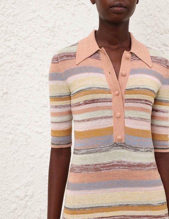 Luna Mouline Polo Midi-klänning i flerfärgade ränder online Luna Mouline Polo Midi-klänning i flerfärgade ränder online