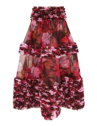 Luna Ruffle Midi-kjol i Chocolate Rose online