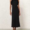 Luna Ruffle Midi Klänning Black Online Luna Ruffle Midi Klänning Black Online