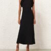 Luna Ruffle Midi Klänning Black Online Luna Ruffle Midi Klänning Black Online