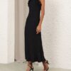 Luna Ruffle Midi Klänning Black Online Luna Ruffle Midi Klänning Black Online