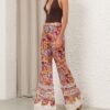 Luna Shirred Flare Byxor Multi Floral Online Luna Shirred Flare Byxor Multi Floral Online