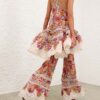 Luna Shirred Flare Byxor Multi Floral Online Luna Shirred Flare Byxor Multi Floral Online