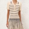 Luna Striped Polo Mini Klänning Cream/Navy Online Luna Striped Polo Mini Klänning Cream/Navy Online
