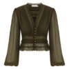 Luna V-ringad blus i mossgrönt online Luna V-ringad blus i mossgrönt online