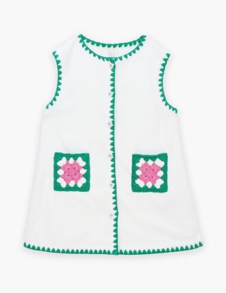 Patience barnklänning i frotté, färg: elfenben, online