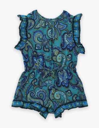 Patience barnplaysuits med volanger i blå paisley online