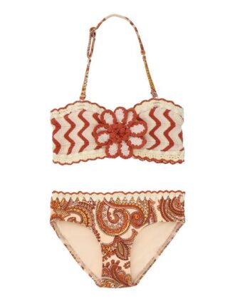 Patience bikinis i virkat, kräm/orange paisley, online