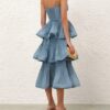 Plisserad midiklänning i djupblått online Plisserad midiklänning i djupblått online