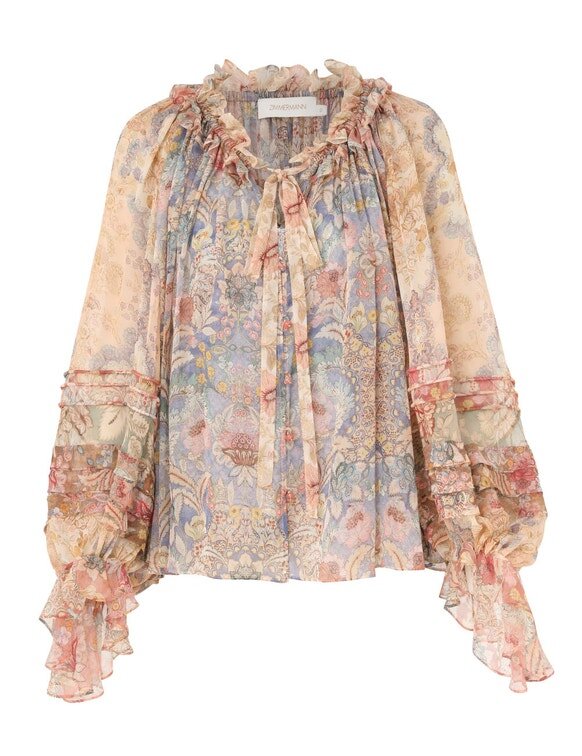 Rebellion Corded Blouse Spliced Floral Online Rebellion Corded Blouse Spliced Floral Online