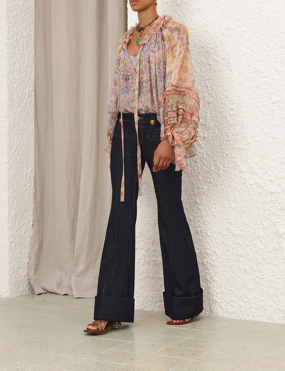 Rebellion Corded Blouse Spliced Floral Online Rebellion Corded Blouse Spliced Floral Online