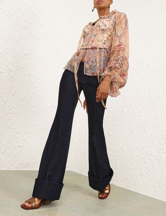 Rebellion Corded Blouse Spliced Floral Online Rebellion Corded Blouse Spliced Floral Online