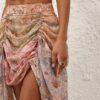 Rebellion draperad midilång kjol med splittat blommönster online