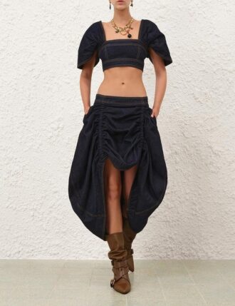 Rebellion-midikjol i Denim i färgen Night Sky online