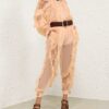 Rebellion Splice Billow Blouse Peach Online