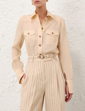 Safari-skjorta i krämfärg online