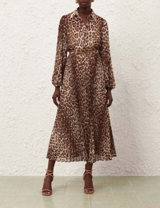 Sunray plisserad kjol i leopardmönster online