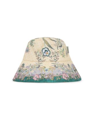 Tryckt bucket hat med lång brätte i Cream Scarf Floral Online