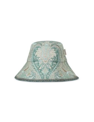Tryckt bucket hat med lång brätte i Tapestry Teal Multi Online