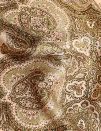 Tryckt silkescarf 55 i Olive Perla Paisley online